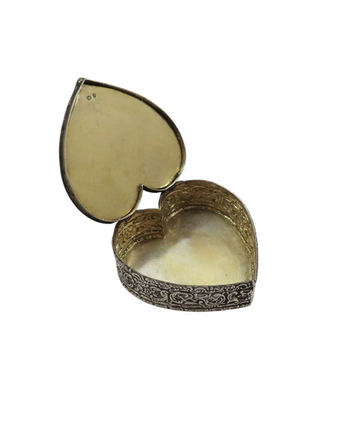 Antique Victorian Sterling Silver 'Heart' Trinket Box 1891