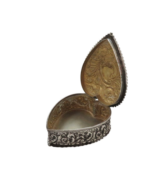 Antique Victorian Sterling Silver 'Heart' Trinket Box 1900