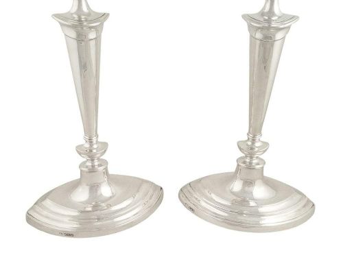 Pair of Antique George V Sterling Silver 9 1/2" Candlesticks 1915
