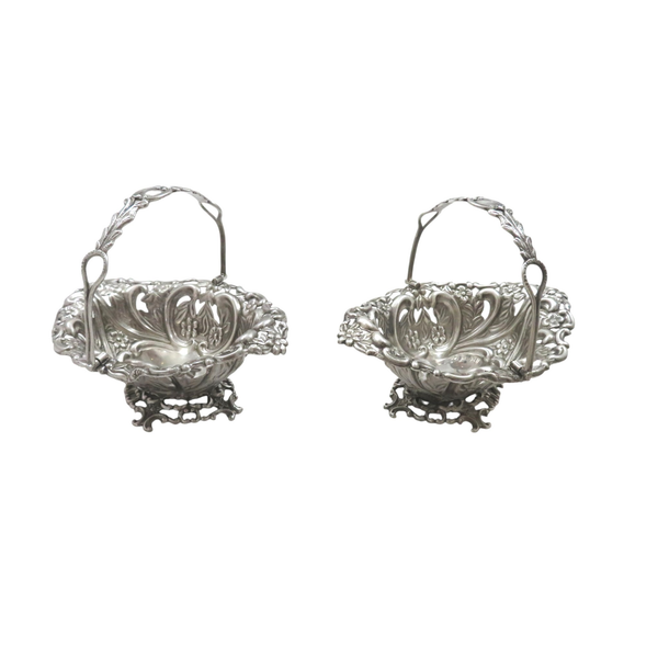 Pair of Antique Edwardian Sterling Silver Baskets 1903