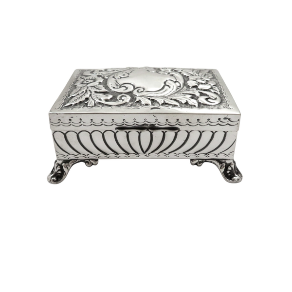 Antique Edwardian Sterling Silver Ring Box 1904