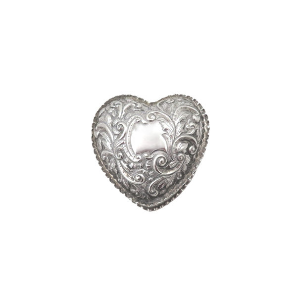 Antique Victorian Sterling Silver 'Heart' Trinket Box 1893