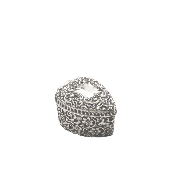 Antique Victorian Sterling Silver 'Heart' Trinket Box 1898