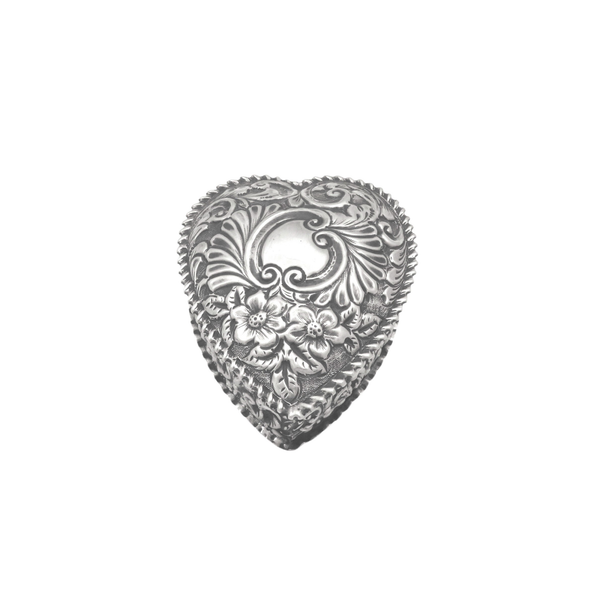 Antique Victorian Sterling Silver 'Heart' Trinket Box 1900