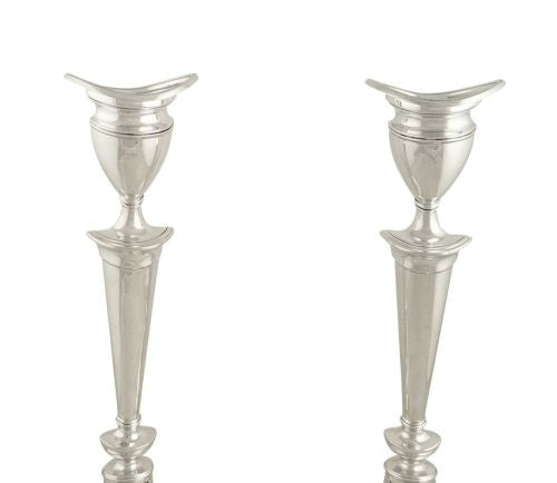 Pair of Antique George V Sterling Silver 9 1/2" Candlesticks 1915