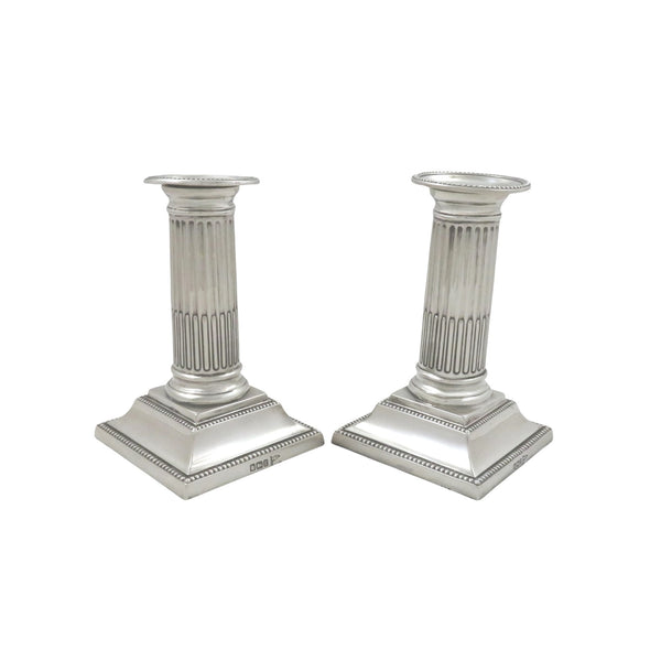 Pair of Antique Edwardian Sterling Silver 5" Candlesticks 1909