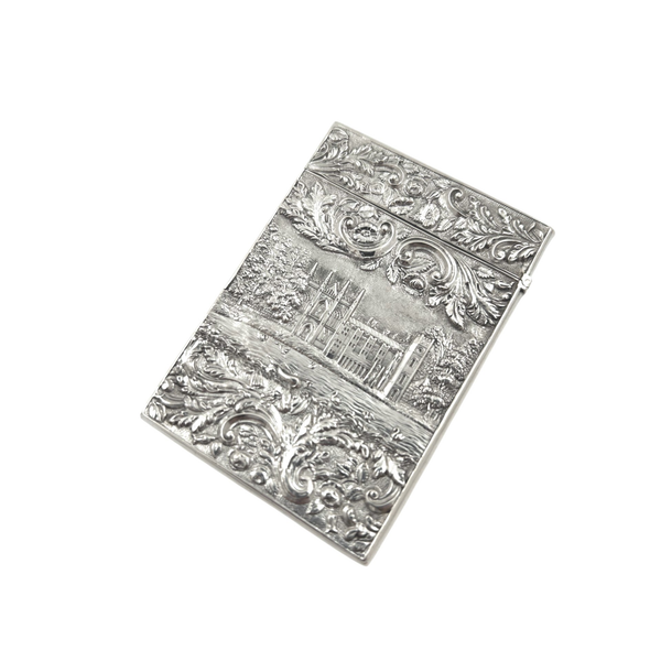 Antique Victorian Sterling Silver 'Newstead Abbey/Abbotsford House' Card Case 1841