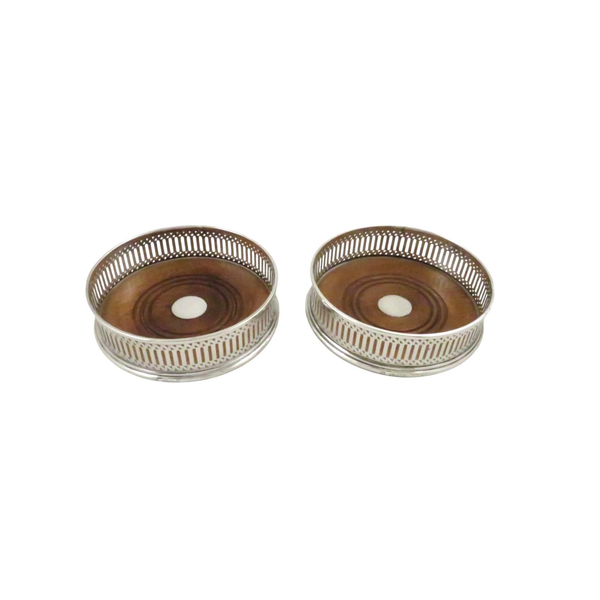 Pair of Vintage Sterling Silver Wine / Champagne Coasters 1970
