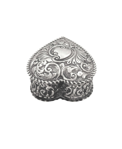 Antique Victorian Sterling Silver 'Heart' Trinket Box 1900