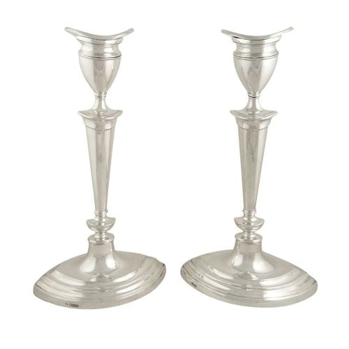 Pair of Antique George V Sterling Silver 9 1/2" Candlesticks 1915