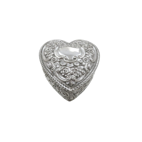 Antique Victorian Sterling Silver 'Heart' Trinket Box 1900