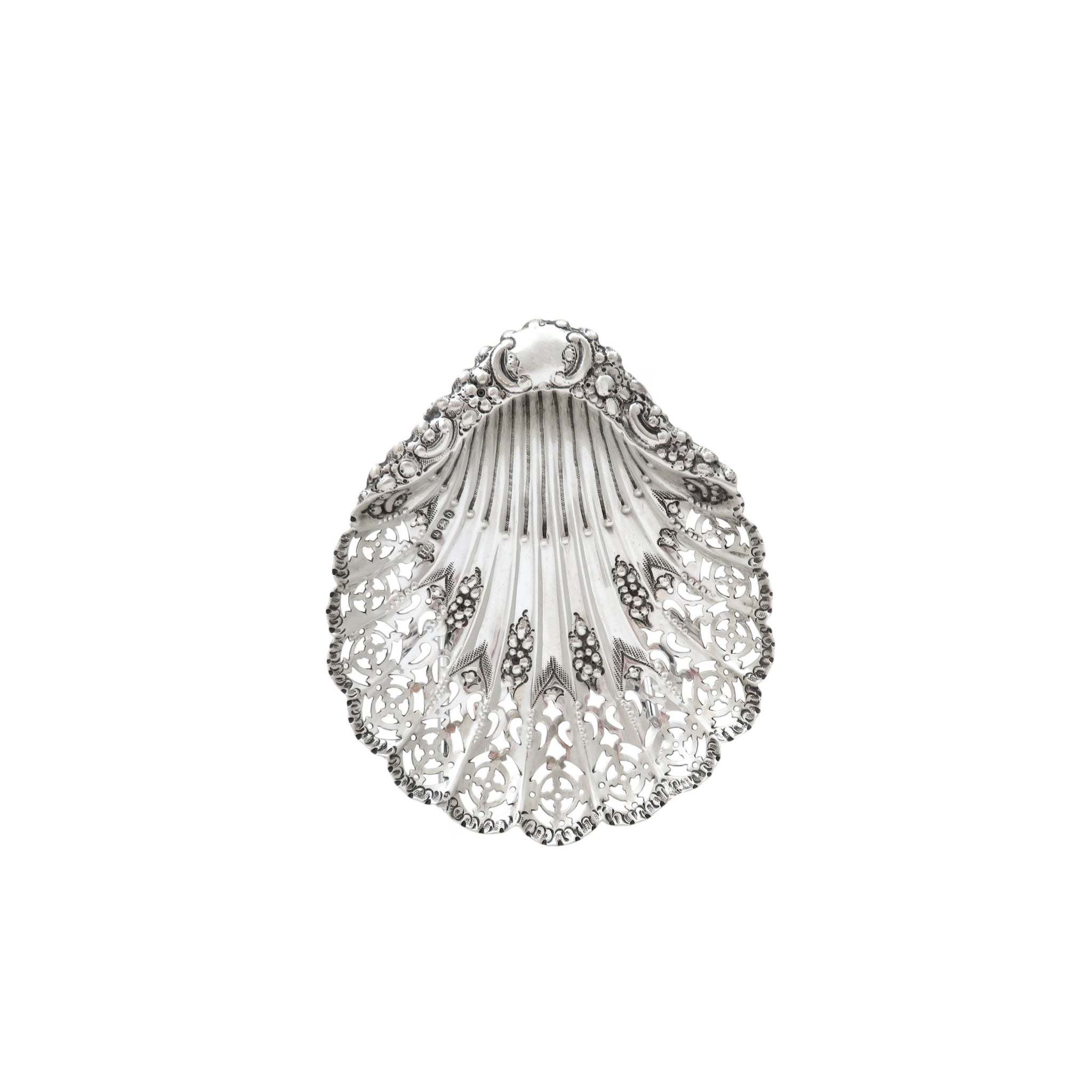 Antique Victorian Sterling Silver Pierced Shell Dish 1896