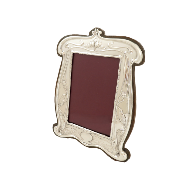 Antique Art Nouveau Sterling Silver 'Kingfisher' Photo Frame 1905