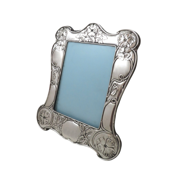 Antique Art Nouveau Sterling Silver 8" Photo Frame 1902