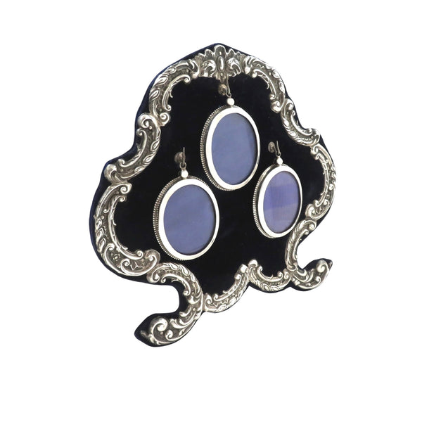 Unusual Antique Edwardian Sterling Silver Triple Photo Frame 1901