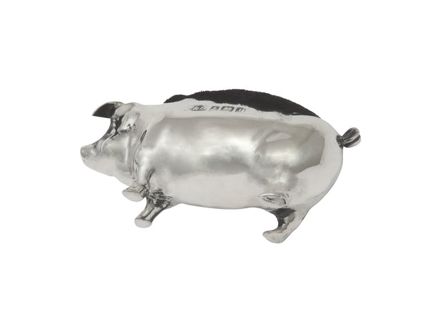 Antique Edwardian Sterling Silver Pig Pin Cushion 1905