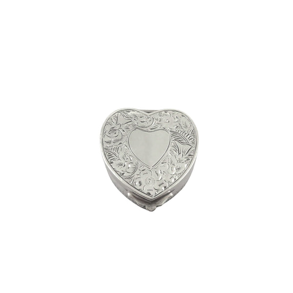 Antique Edwardian Sterling Silver 'Heart' Trinket/Pill Box 1901