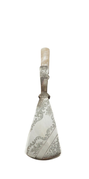 Pair of Antique Victorian Sterling Silver & Mother of Pearl Cake /Sandwich Serving Tongs 1896