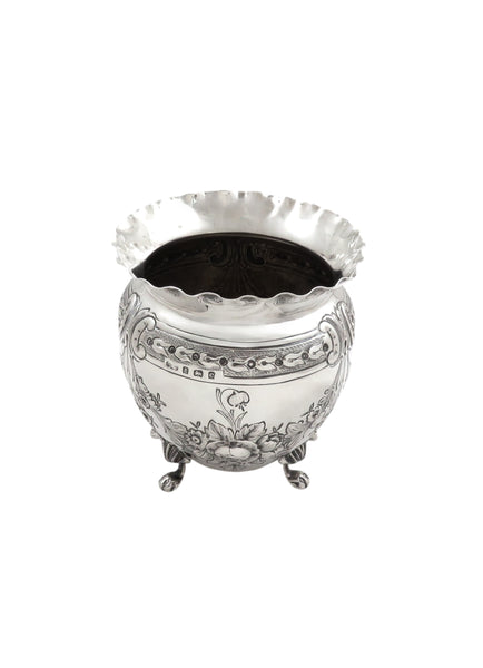 Antique Edwardian Sterling Silver Planter / Pot 1902