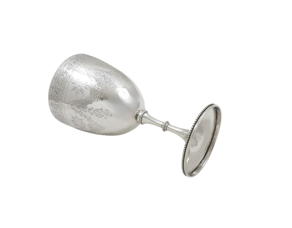 Antique Victorian Sterling Silver 6 3/4" Wine Goblet 1865
