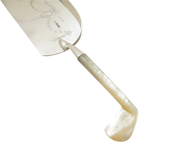 Antique Edwardian Sterling Silver & Mother of Pearl 'Golf Club' Crumb Tray 1910