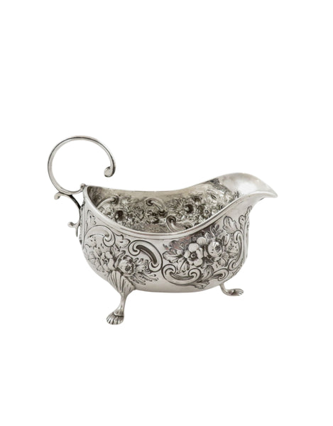 Antique Victorian Sterling Silver Gravy Jug / Sauce Boat 1890