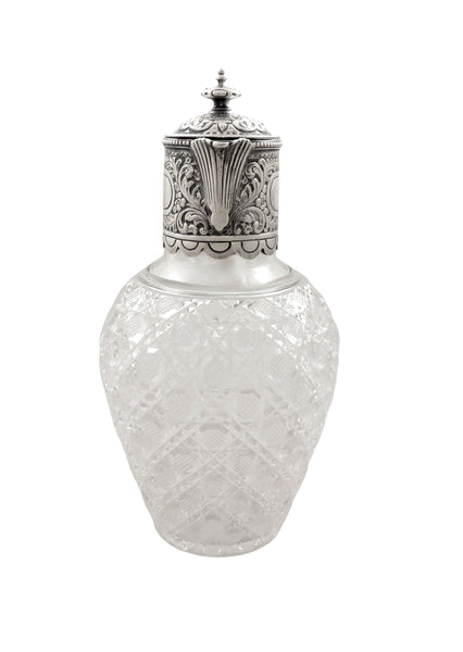 Antique Victorian Sterling Silver & Cut Glass Claret Jug 1899