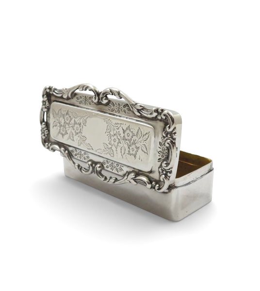 Antique Edwardian Sterling Silver Trinket Box 1906