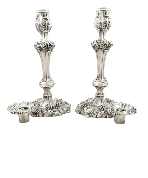 Pair of Antique Georgian Sterling Silver 11" Candlesticks 1820