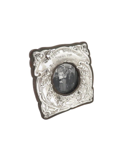 Antique Edwardian Sterling Silver Photo Frame 1903 - Rosemary For Remembrance