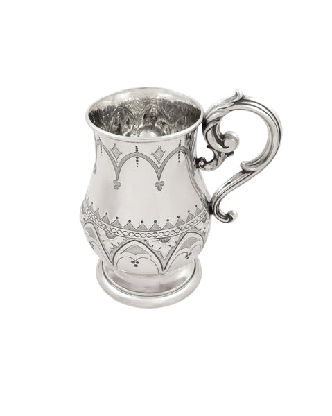 Antique Victorian Sterling Silver Pint Mug / Tankard 1874