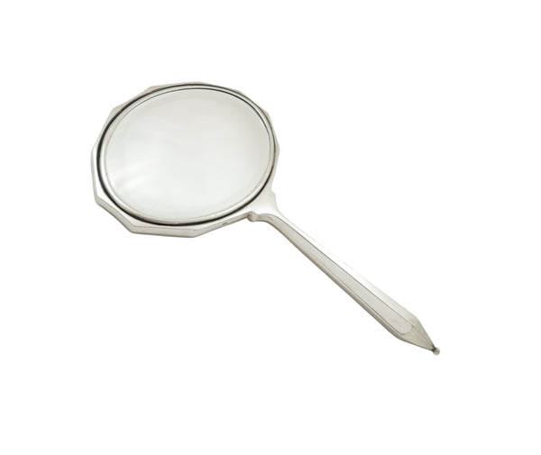 Antique Art Deco Sterling Silver & Yellow Enamel Hand Mirror 1934