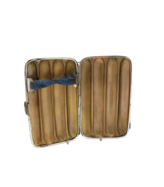 Antique Edwardian Sterling Silver 4 Tube Cigar Case 1906
