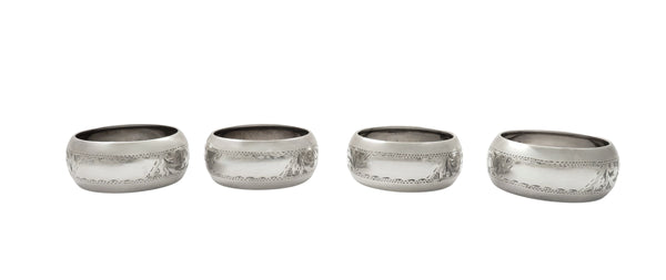 Set of 4 Antique George V Sterling Silver Napkin Rings in Case 1912