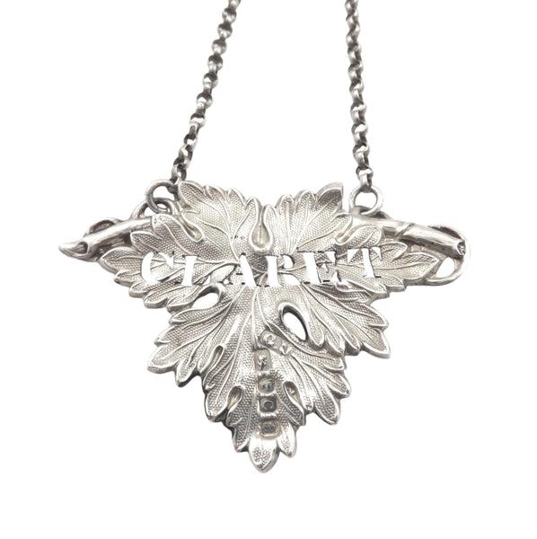 Antique Victorian Sterling Silver 'Claret' Decanter / Bottle Label 1851