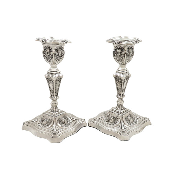 Pair of Antique Victorian Sterling Silver 6" Candlesticks 1897