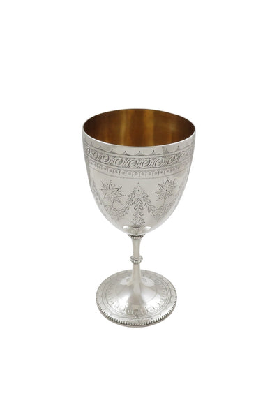 Antique Victorian Sterling Silver 6 3/4" Wine Goblet 1865
