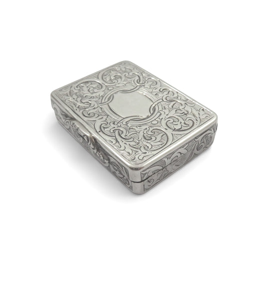 Antique Victorian Sterling Silver Snuff / Pill Box 1860