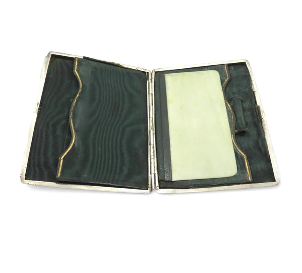 Antique Late Victorian Sterling Silver Card Case/Aide Memoir 'The Music Lesson' 1900