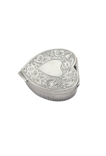 Antique Edwardian Sterling Silver 'Heart' Trinket/Pill Box 1901