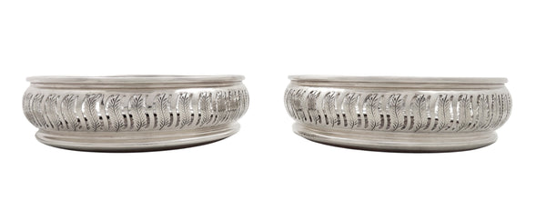 Pair of Vintage Sterling Silver Wine / Champagne Coasters  1972