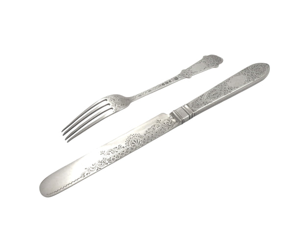 Antique Victorian Sterling Silver Christening Set 1890