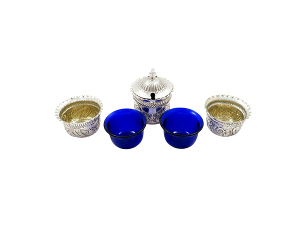 Antique Victorian Sterling Silver 3 Piece Cruet Set
