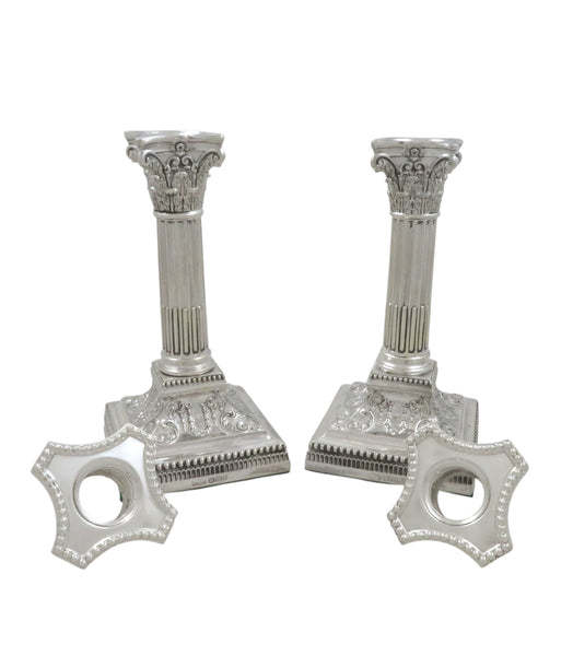 Pair of Antique Victorian Sterling Silver 6 3/4" Candlesticks 1895