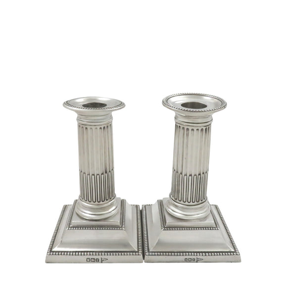 Pair of Antique Edwardian Sterling Silver 5" Candlesticks 1909