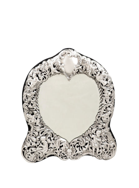 Antique Victorian Sterling Silver Dressing Table Mirror - Cherubs & Birds 1899