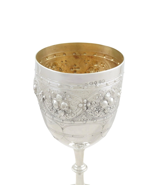 Antique Victorian Sterling Silver 7 3/4" Wine Goblet 1871