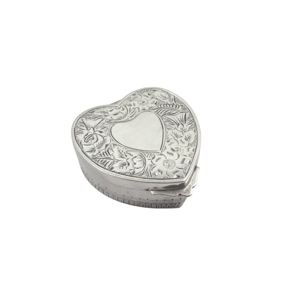 Antique Edwardian Sterling Silver 'Heart' Trinket/Pill Box 1901