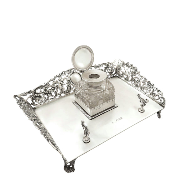 Antique Victorian Sterling Silver Inkstand 1894