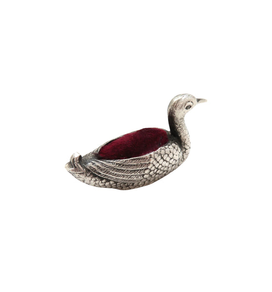 Antique Edwardian Sterling Silver 'Duck' Pin Cushion 1907